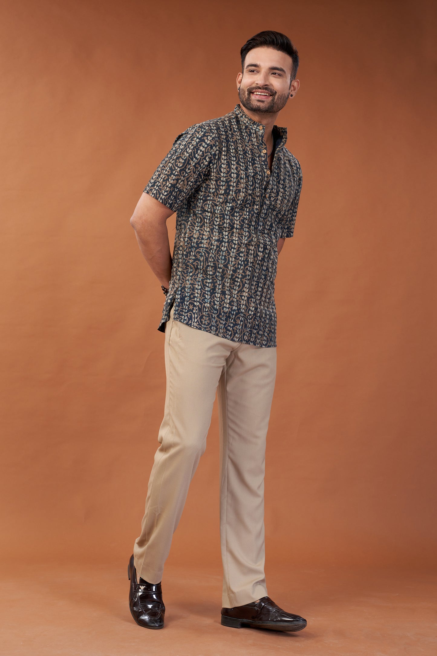 Ajrakh Black Kurta T-shirt - Dedhia House