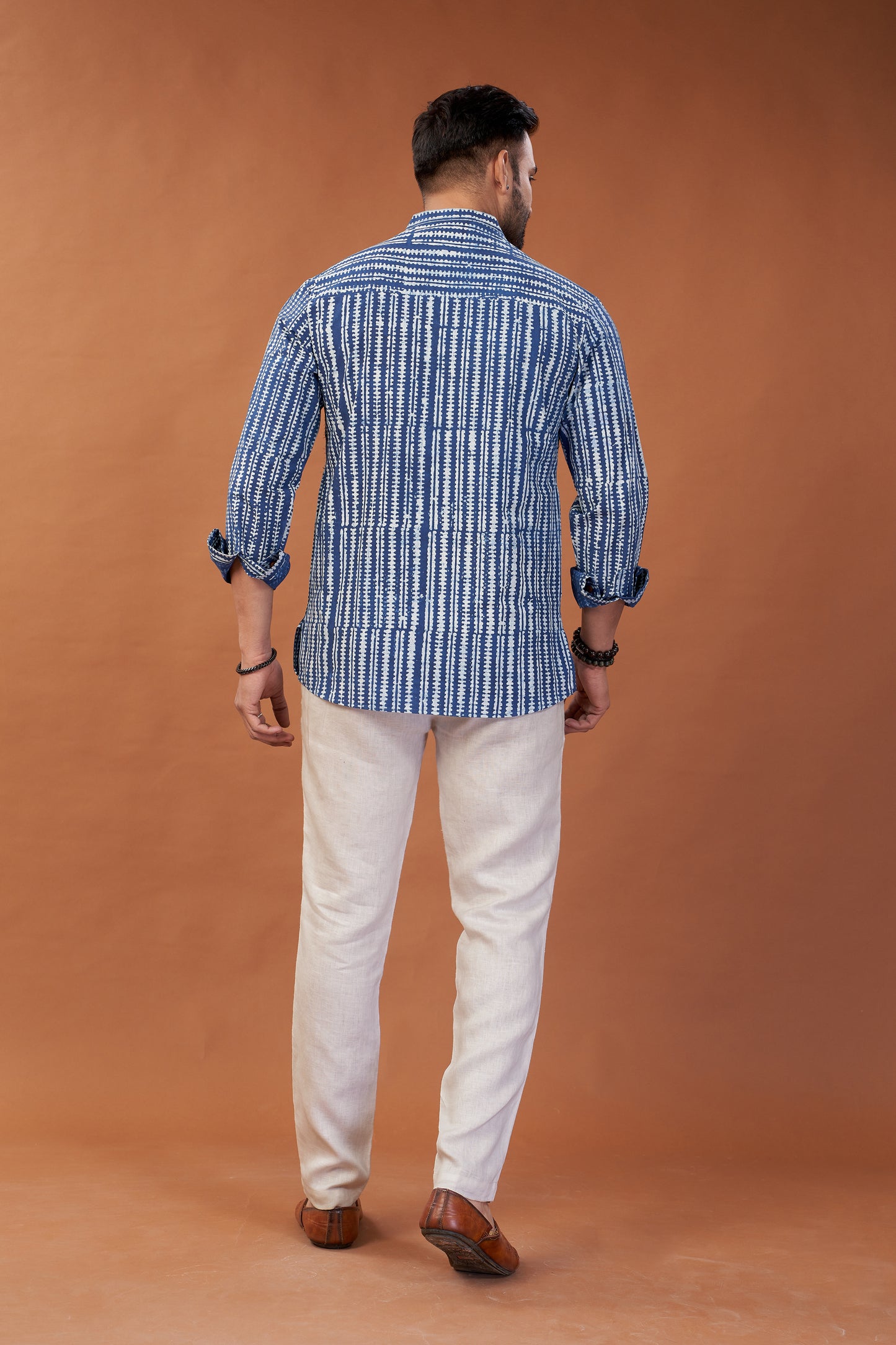 Ajrakh Blue Kurta Shirt - Dedhia House