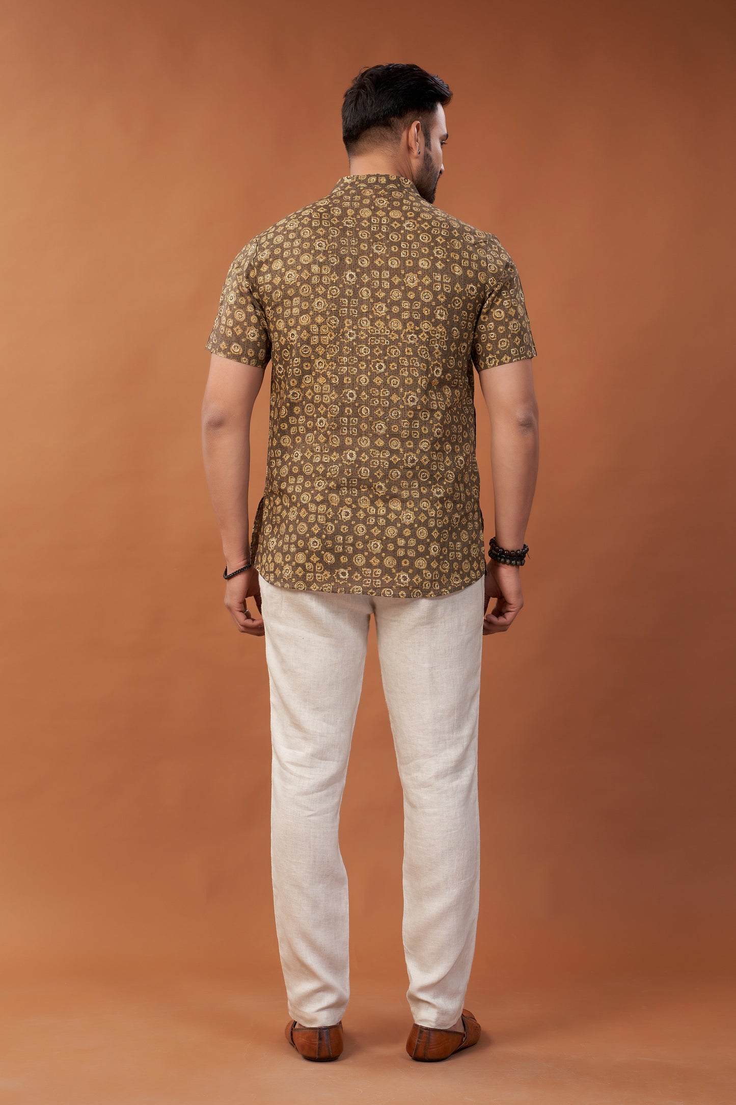 Ajrakh Brown Kurta T-Shirt - Dedhia House