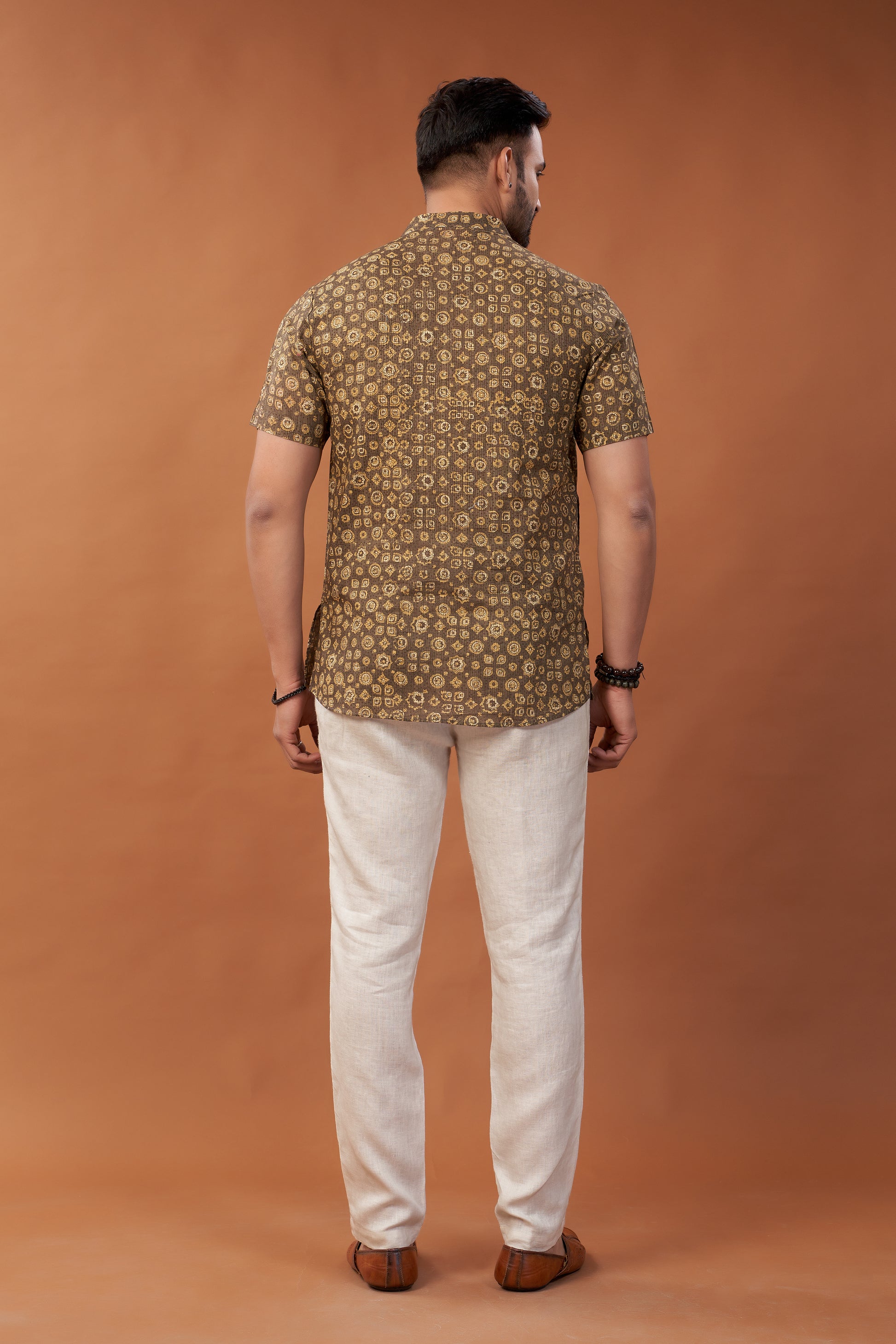 Ajrakh Brown Kurta T-Shirt - Dedhia House