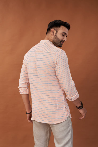 Long Sleeves Cotton Kurta Shirt - Dedhia House