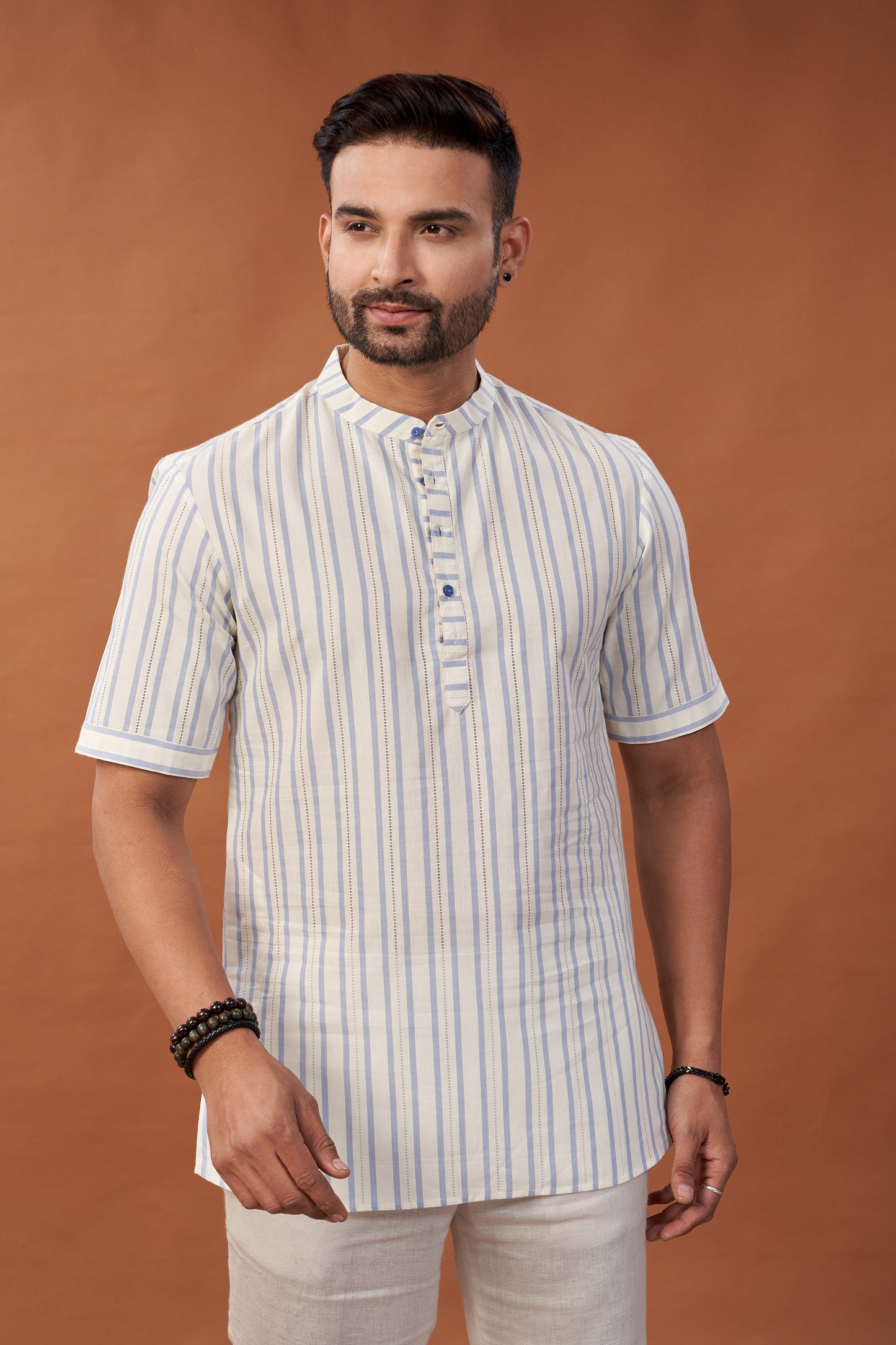Short Striped Kurta T-Shirt - Dedhia House