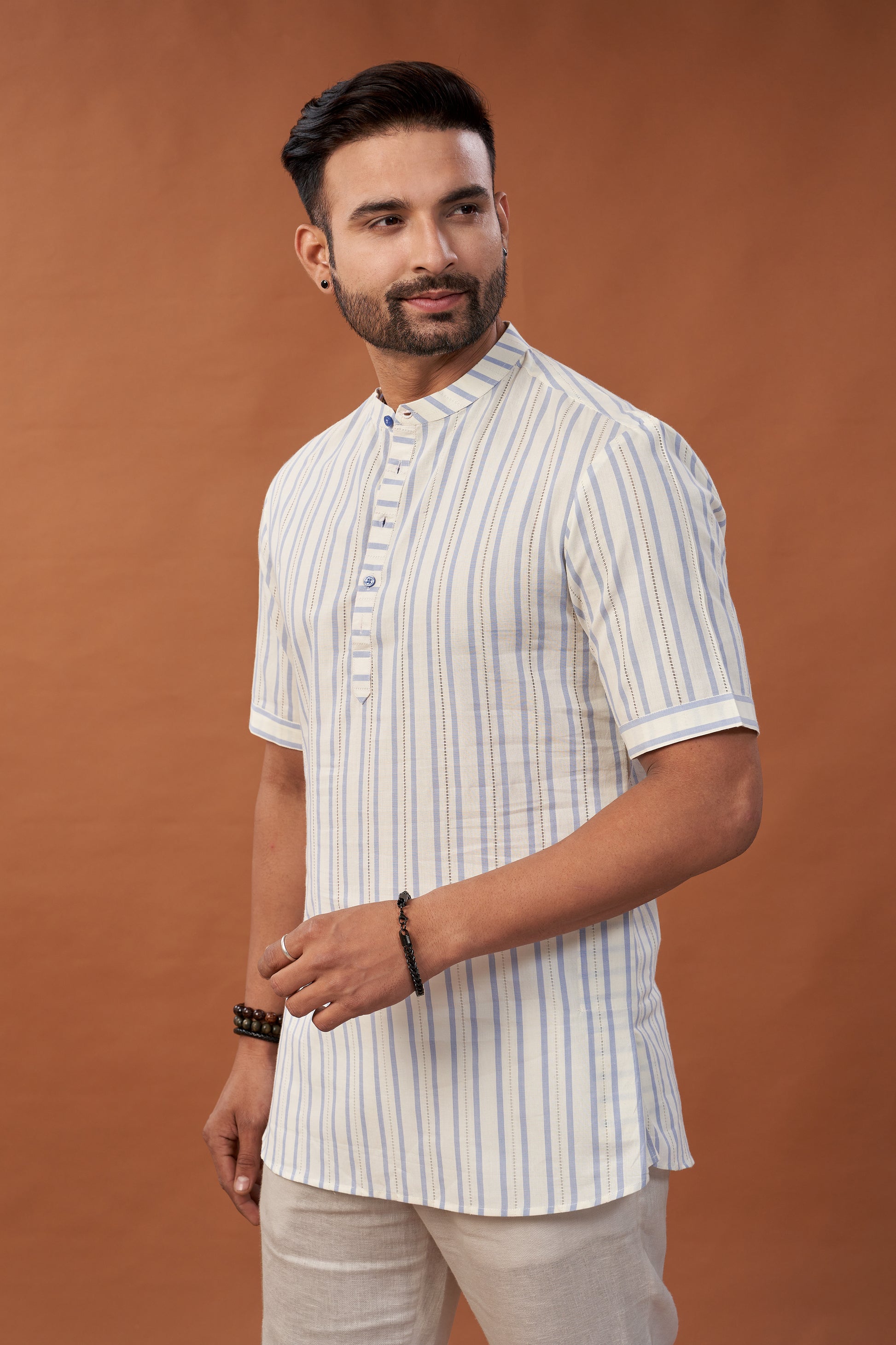 Short Striped Kurta T-Shirt - Dedhia House