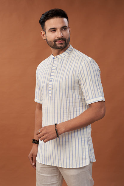 Short Striped Kurta T-Shirt - Dedhia House