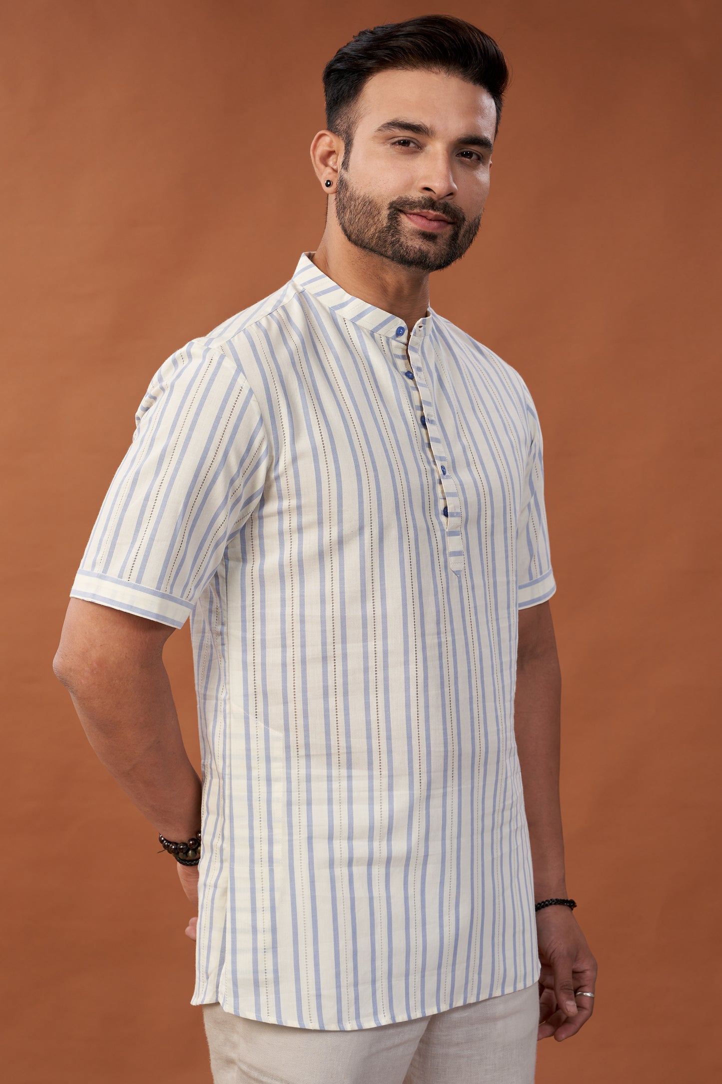 Short Striped Kurta T-Shirt - Dedhia House
