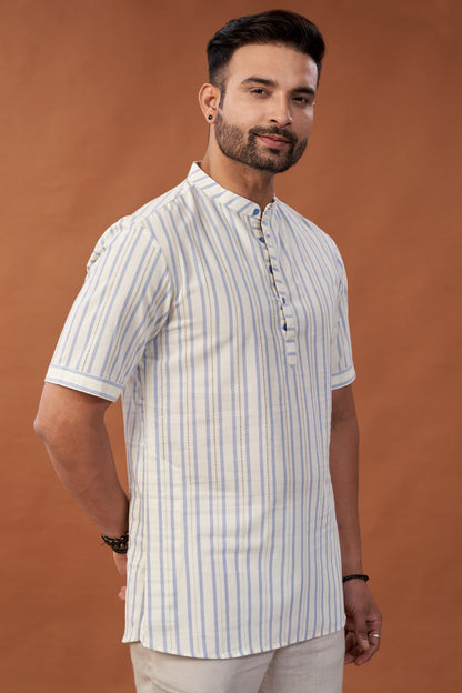 Short Striped Kurta T-Shirt - Dedhia House