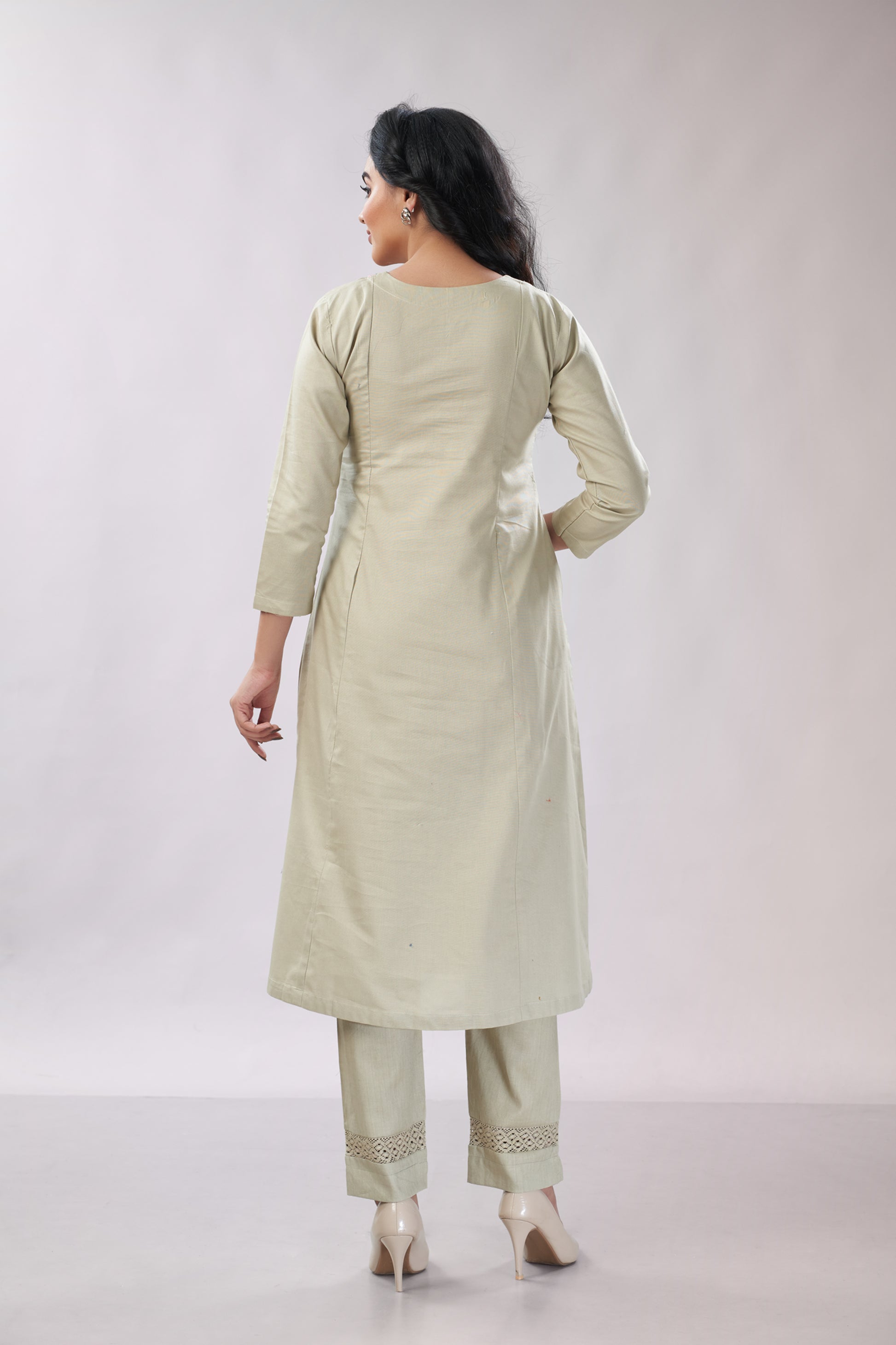 Cotton co-ord set with hand embroidery - Dedhia House