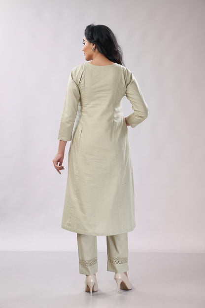 Cotton co-ord set with hand embroidery - Dedhia House