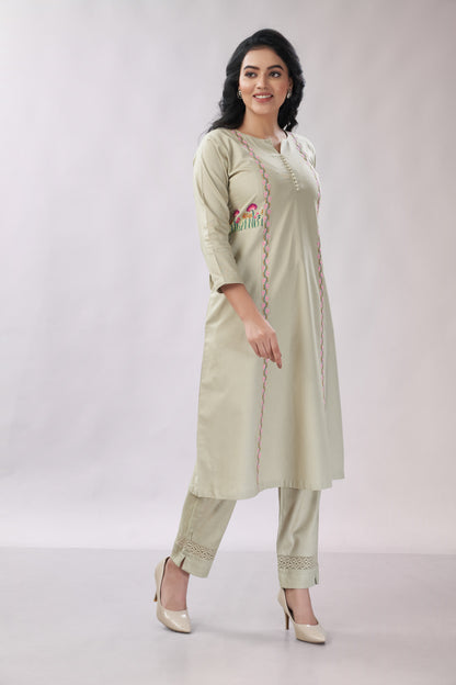 Cotton co-ord set with hand embroidery - Dedhia House