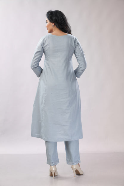 Cotton co-ord set with hand embroidery - Dedhia House