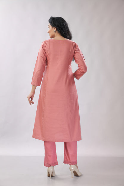Cotton co-ord set with hand embroidery - Dedhia House