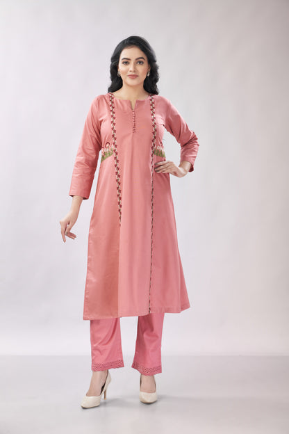 Cotton co-ord set with hand embroidery - Dedhia House