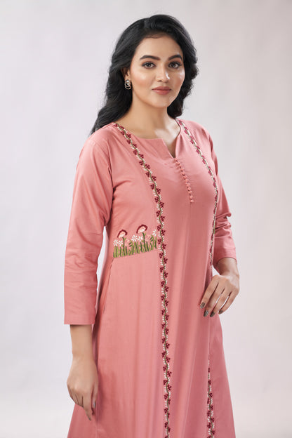 Cotton co-ord set with hand embroidery - Dedhia House