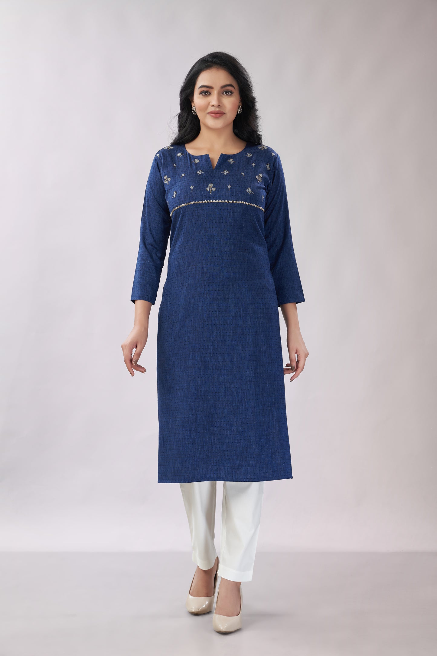 A-line Embroidered Kurti - Dedhia House