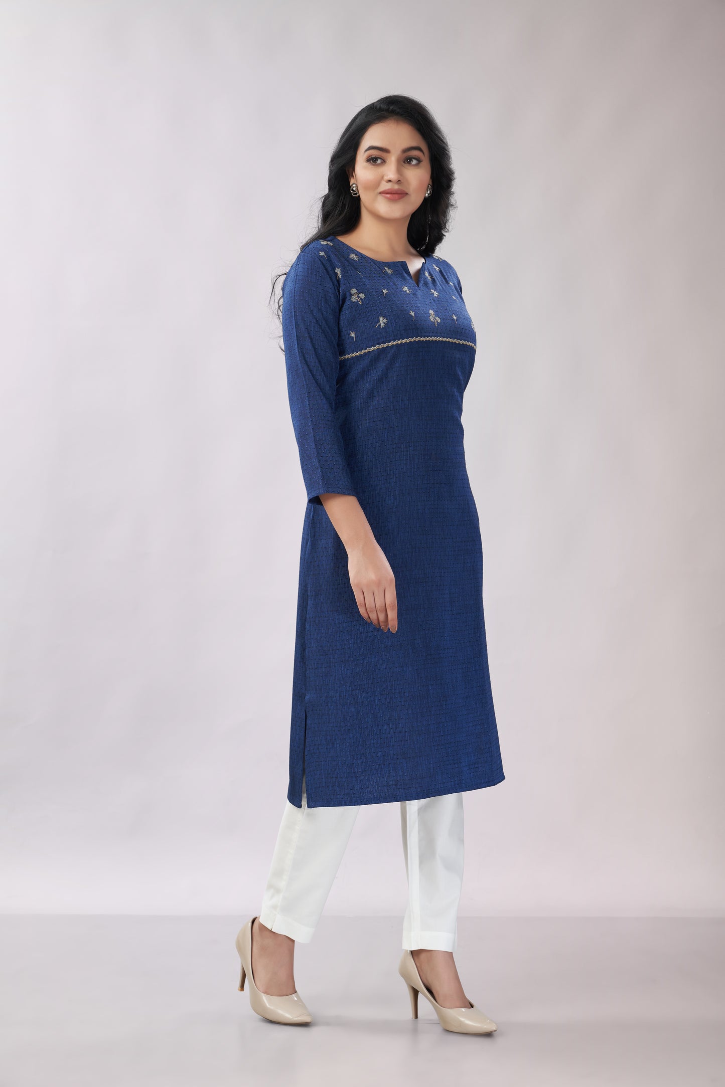 A-line Embroidered Kurti - Dedhia House