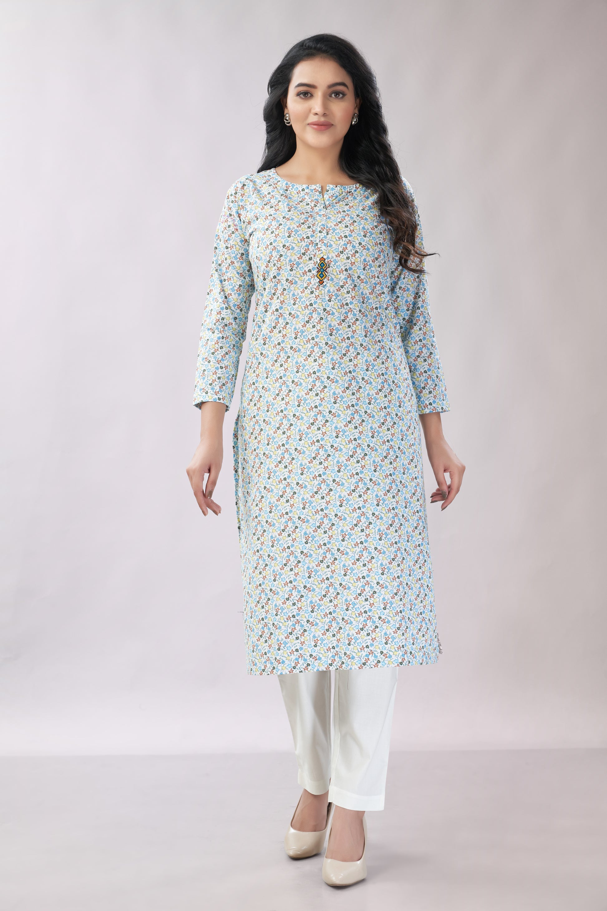 A-line Printed Cotton Kurti - Dedhia House