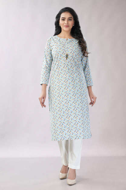 A-line Printed Cotton Kurti - Dedhia House