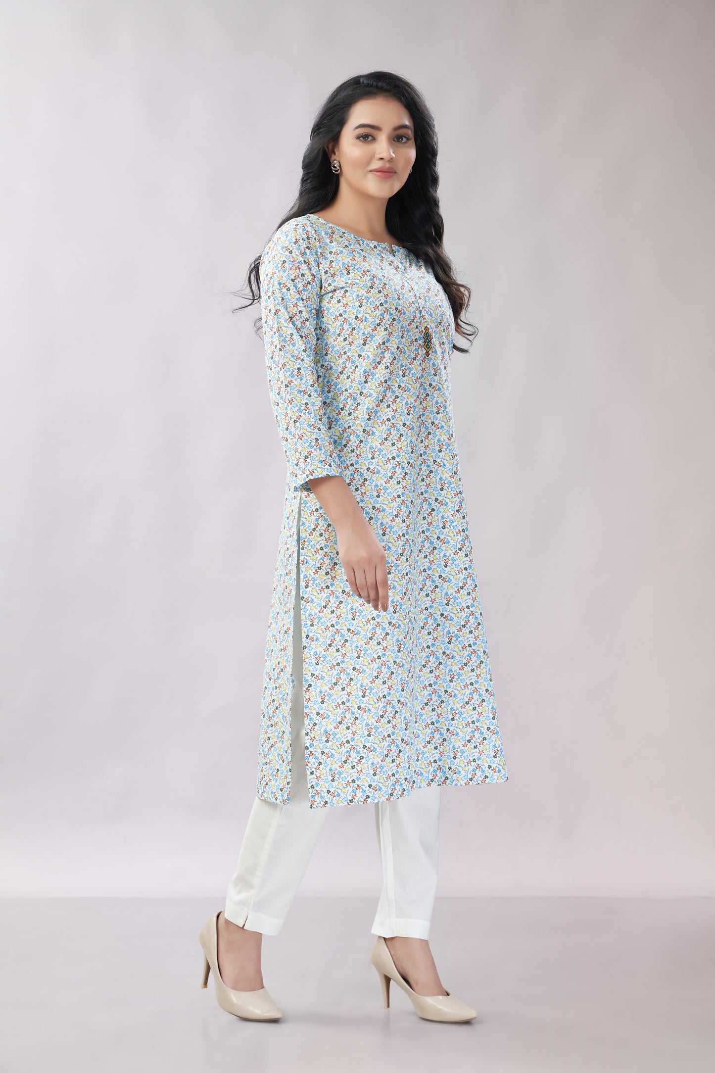 A-line Printed Cotton Kurti - Dedhia House