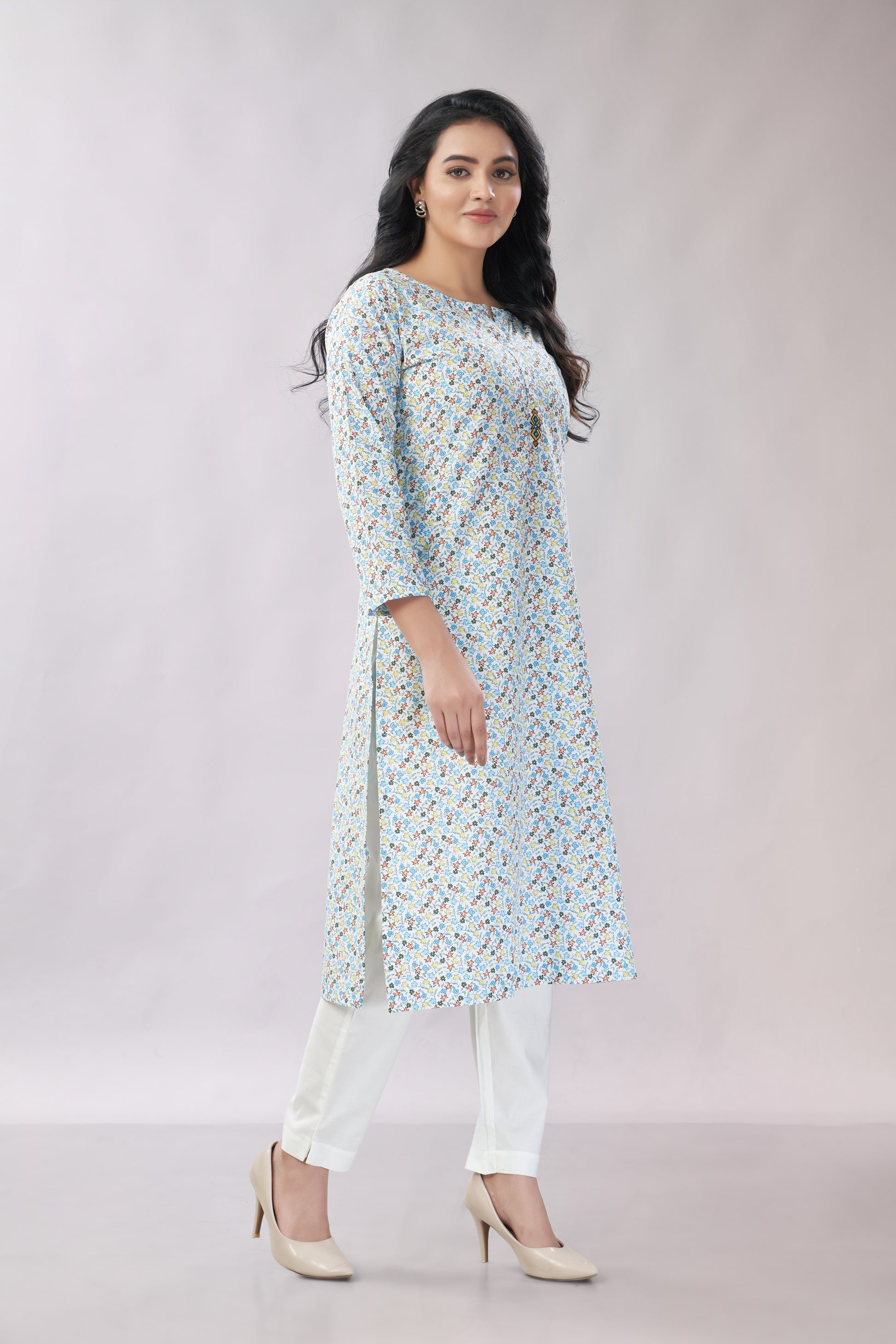 A-line Printed Cotton Kurti - Dedhia House