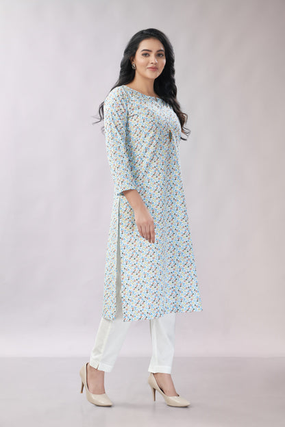 A-line Printed Cotton Kurti - Dedhia House