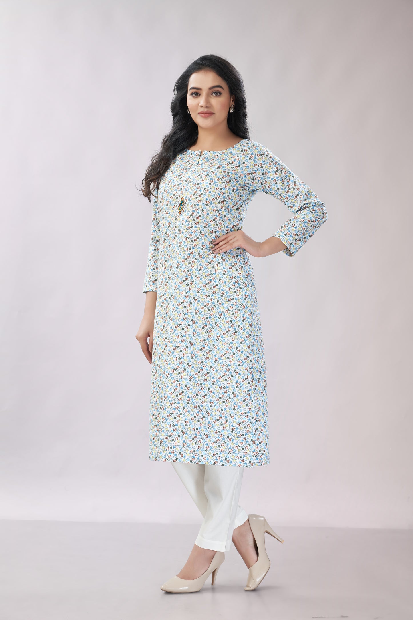 A-line Printed Cotton Kurti - Dedhia House