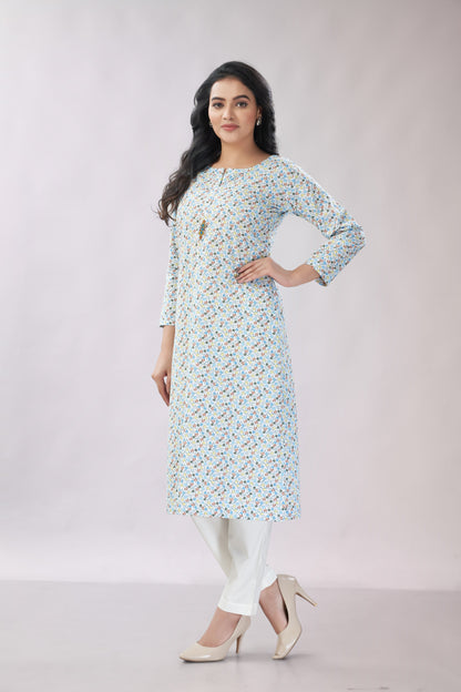 A-line Printed Cotton Kurti - Dedhia House