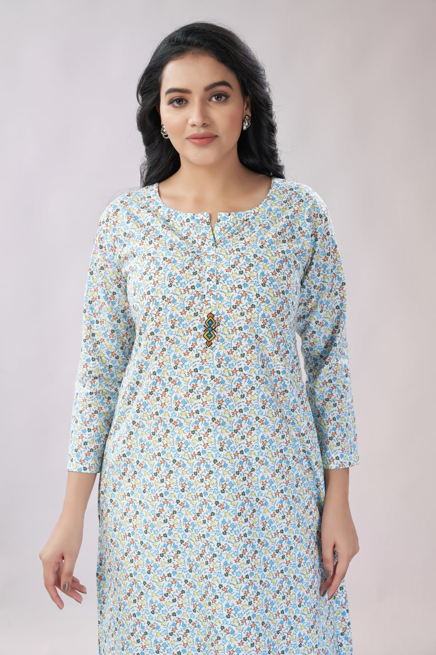 A-line Printed Cotton Kurti - Dedhia House