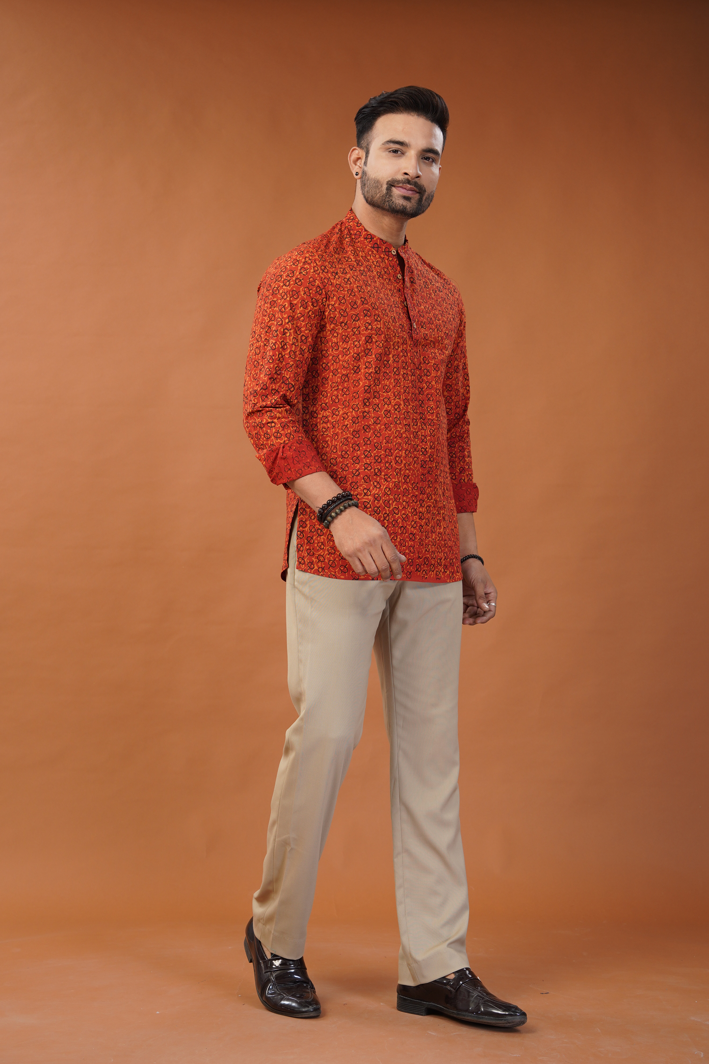 Ajrakh Red Kurta Shirt - Dedhia House