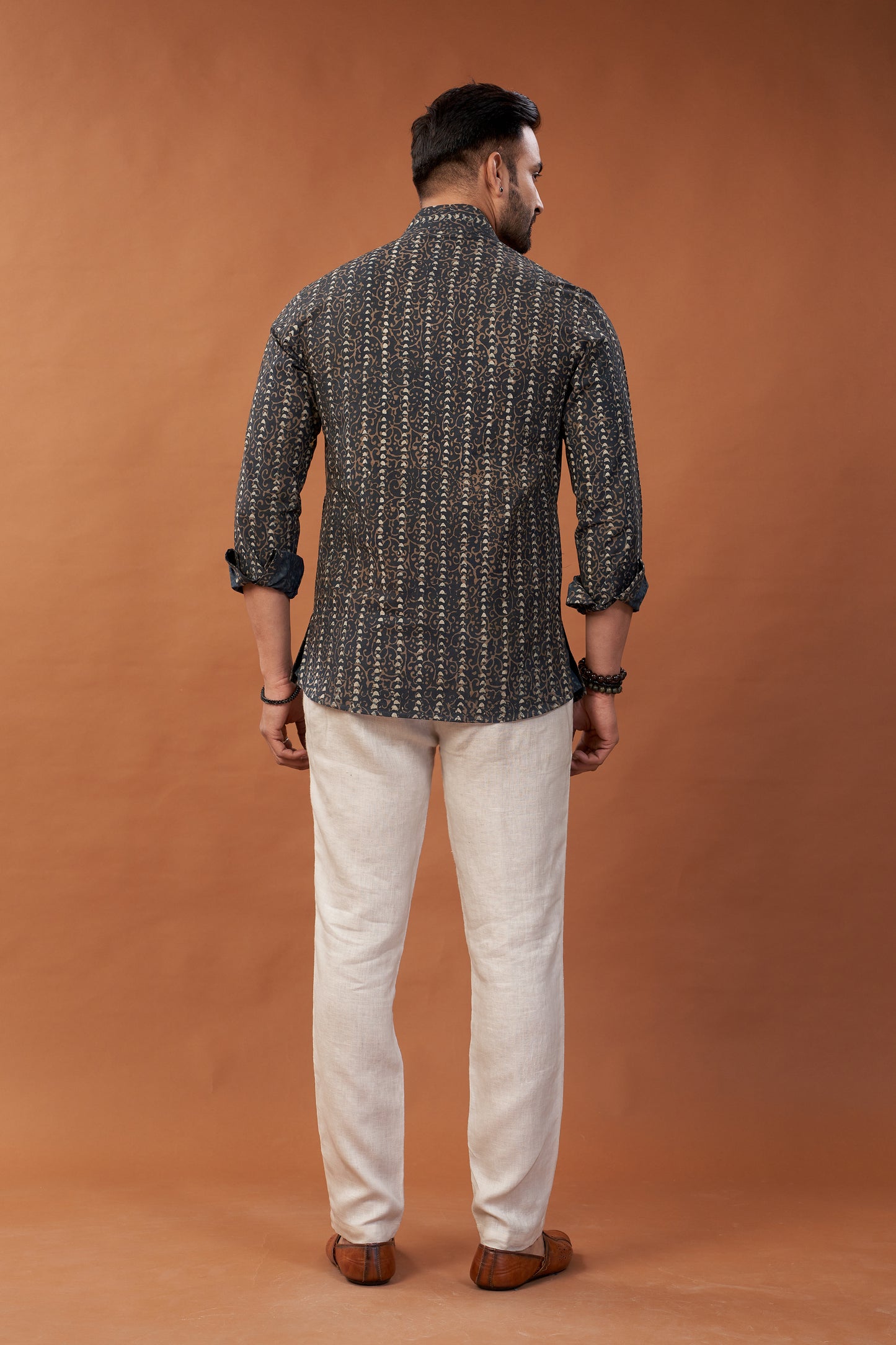 Ajrakh Black Kurta Shirt - Dedhia House